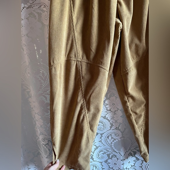Women’s Mustard Corduroy Barrel Wide Leg Drawstring Pants M Size 6 - Picture 6 of 14